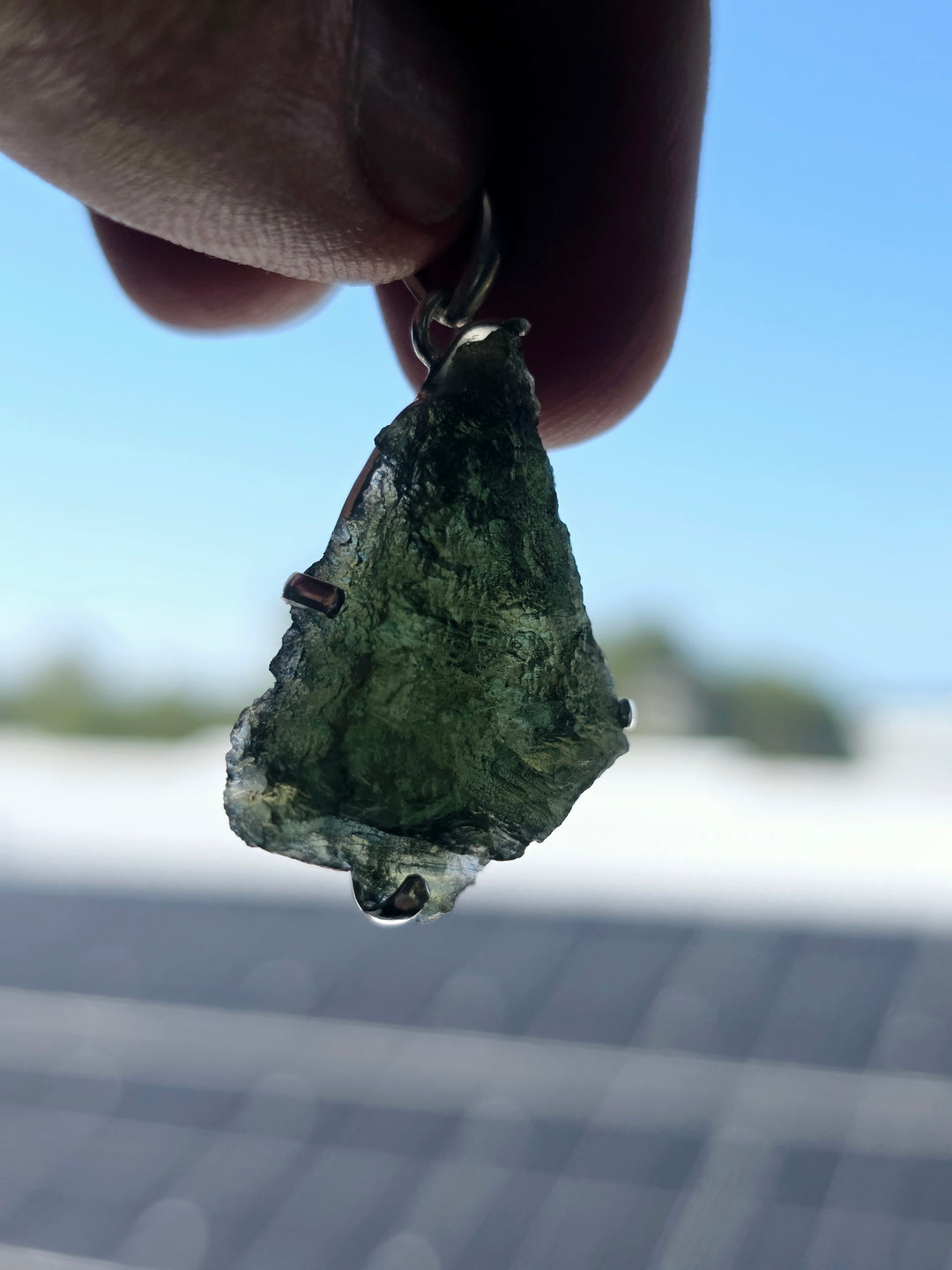 Moldavite Silver Pendant