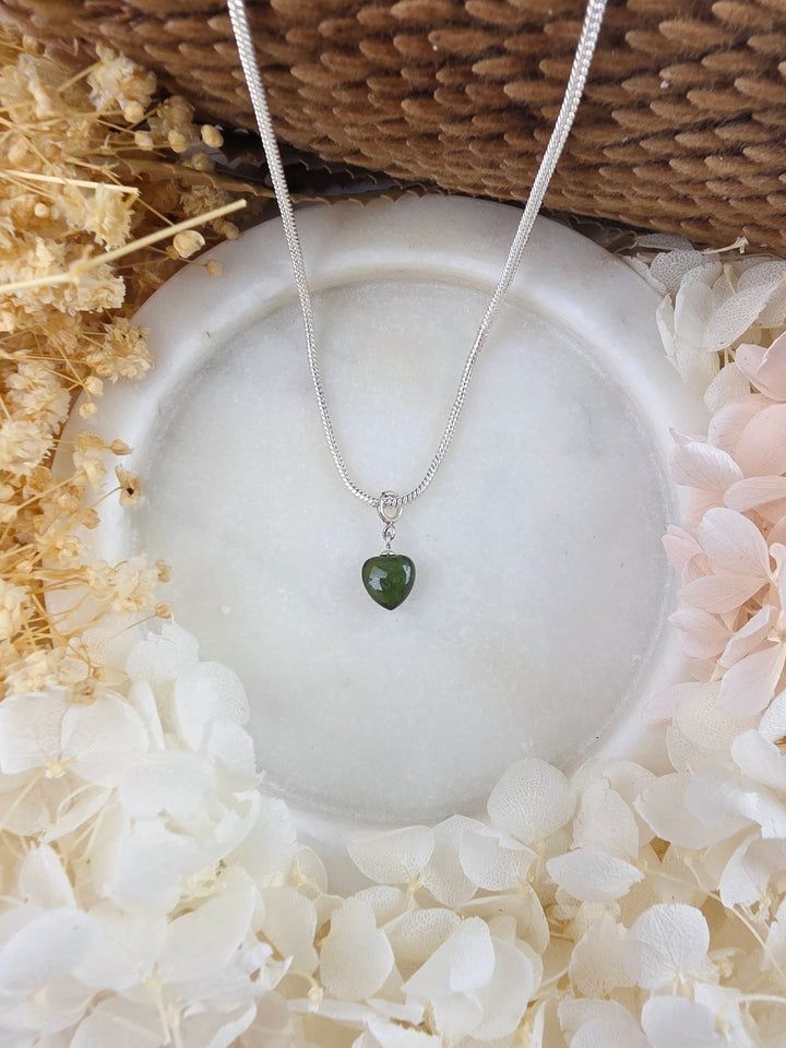 Green Tourmaline Heart Silver Pendant/Charm — Heart in Bloom