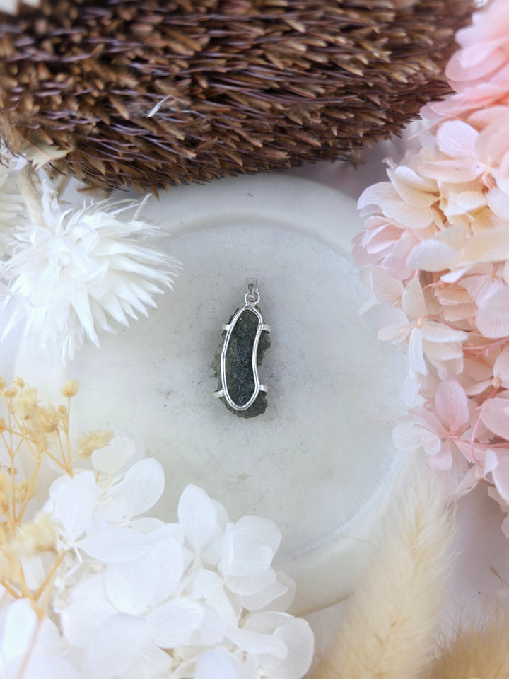 Moldavite Silver Pendant