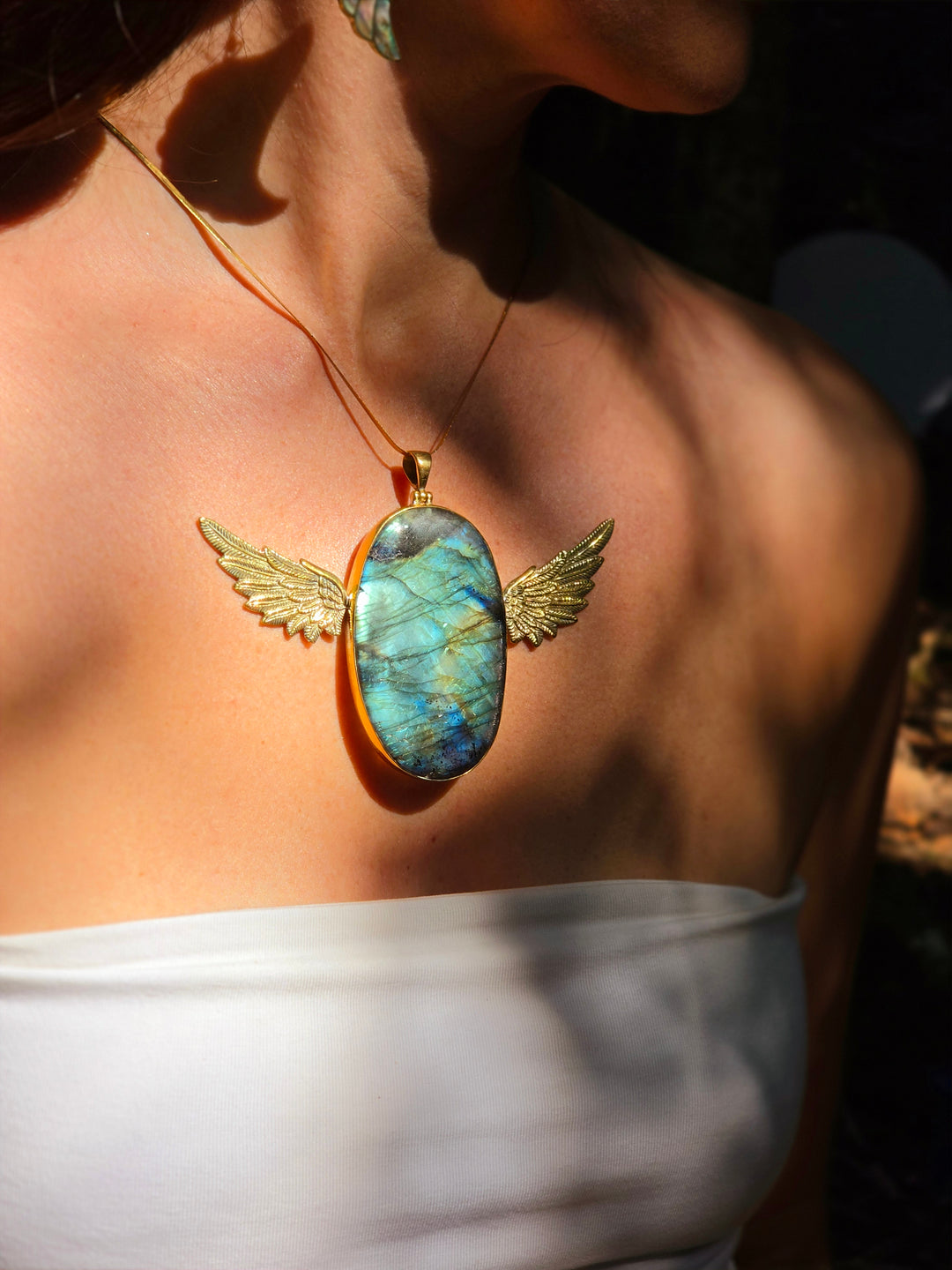 Labradorite Queen Anahata Brass Pendant