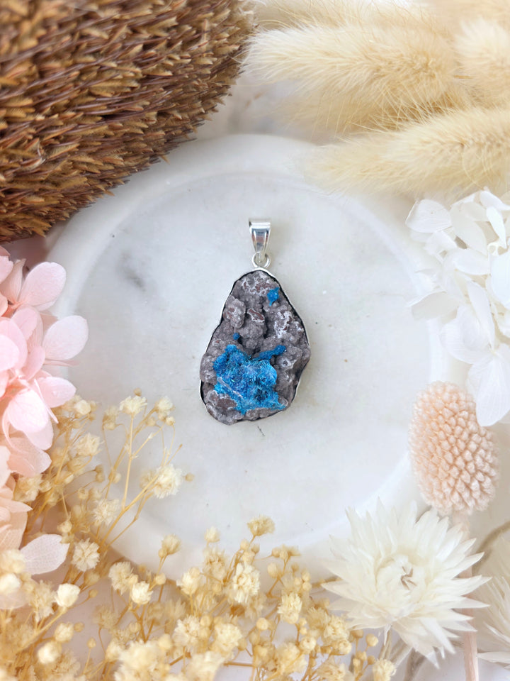 Cavansite Silver Pendant