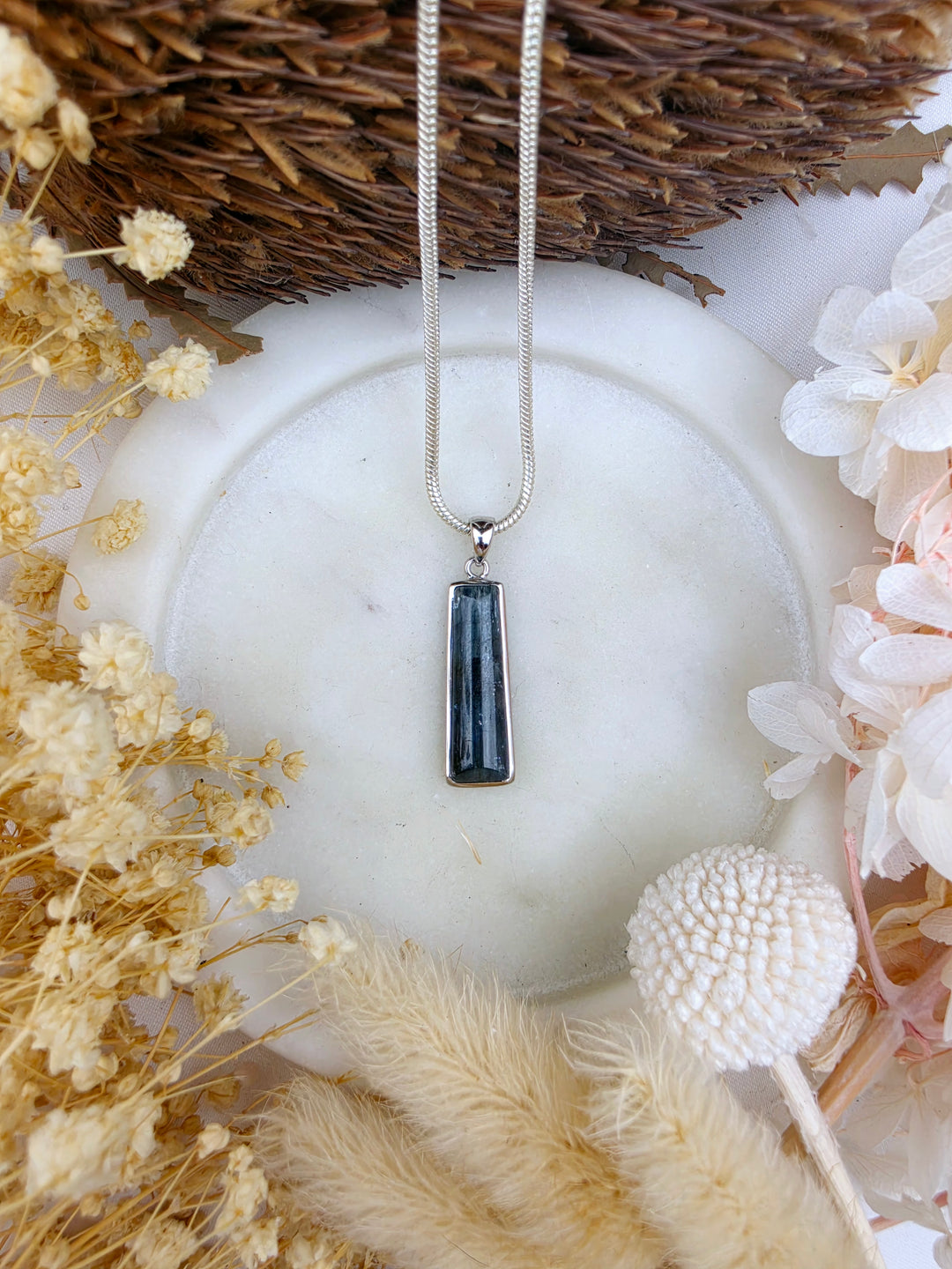 Blue Kyanite Silver Pendant