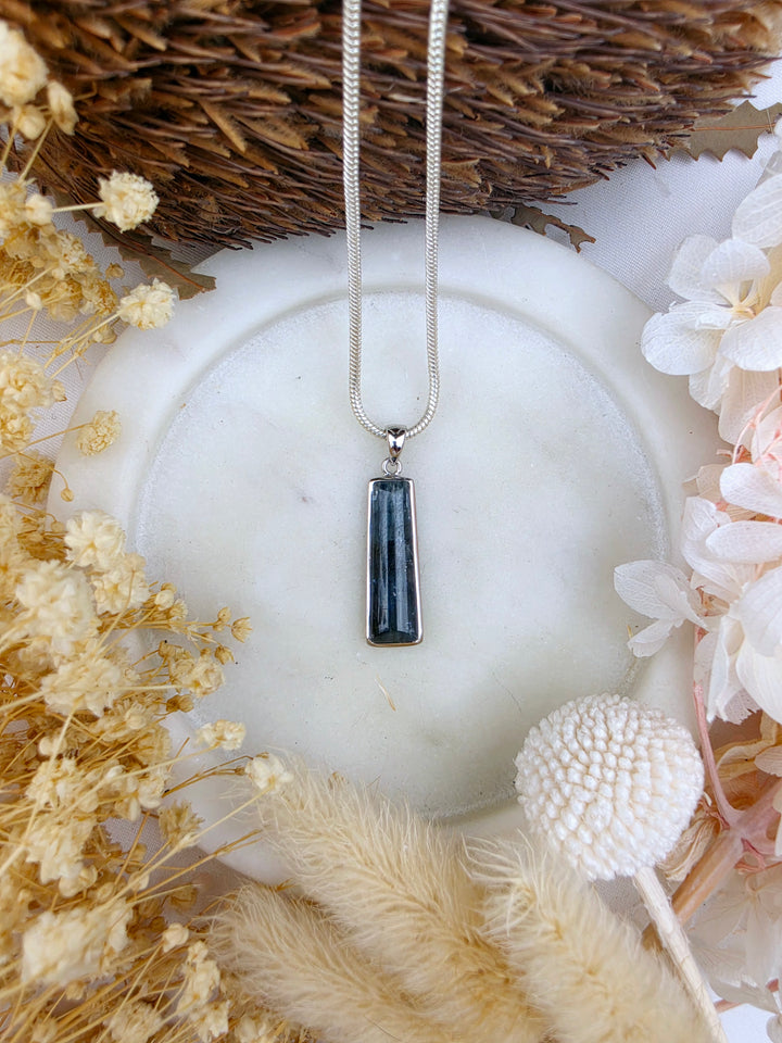 Blue Kyanite Silver Pendant