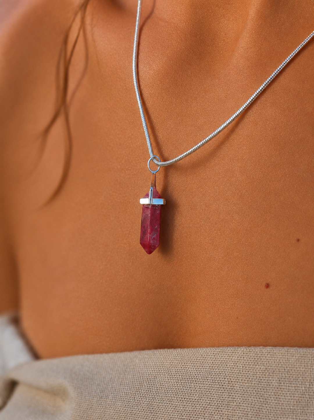 Thulite Alignment Silver Pendant