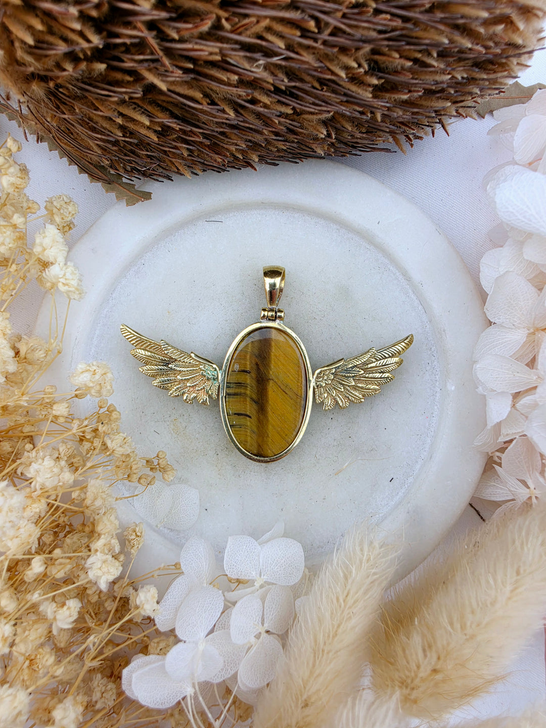 Tigers Eye Anahata Brass Pendant