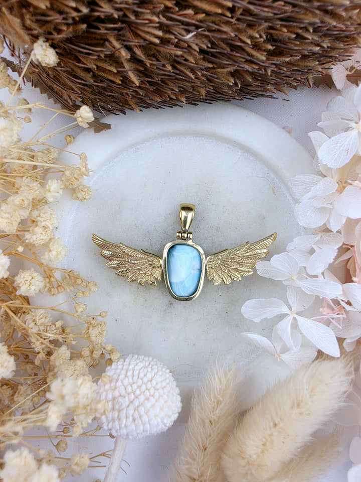 Larimar Anahata Brass Pendant