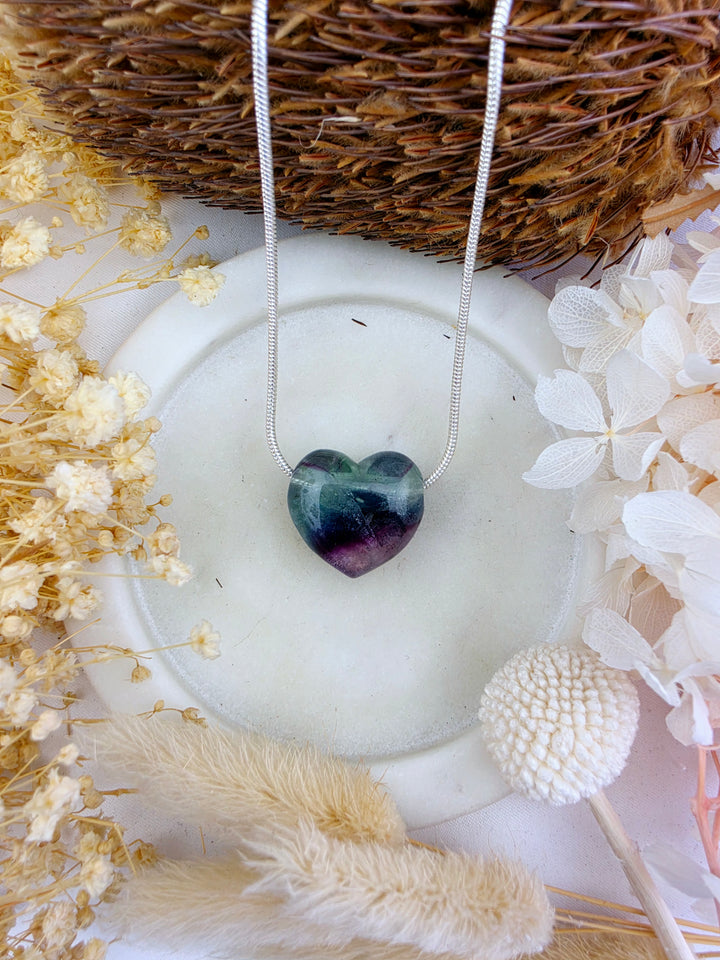 Rainbow Fluorite Heart Pendant — Dream Without Limits