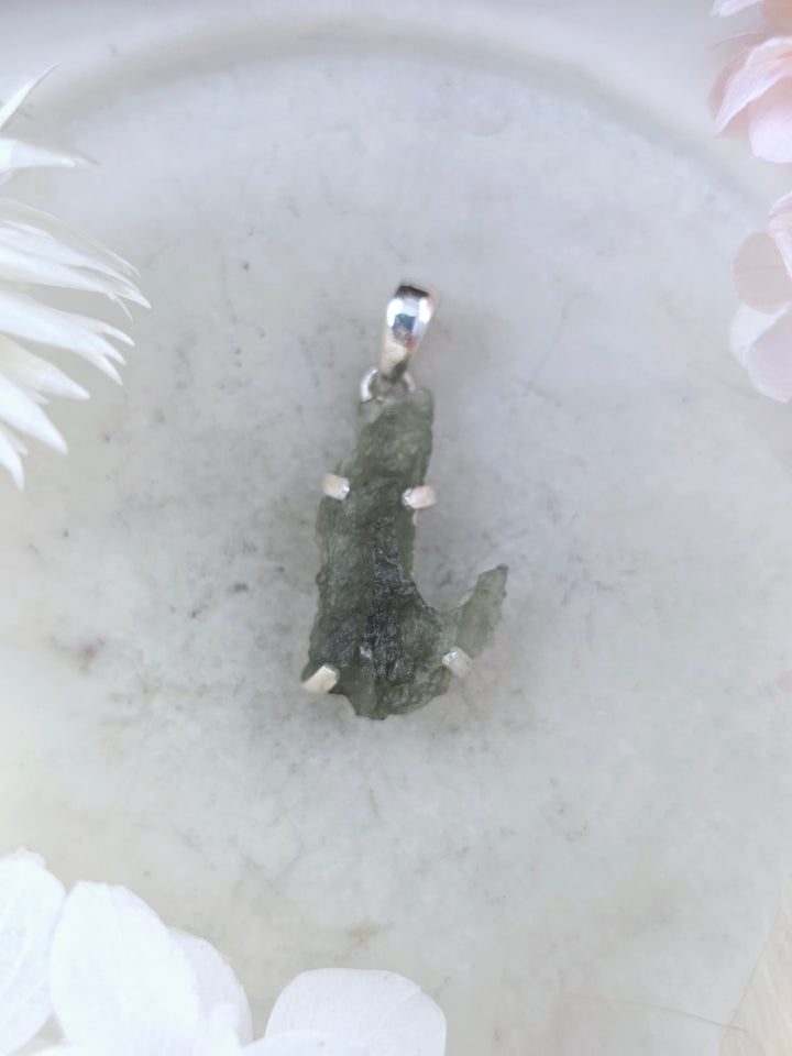 Moldavite Silver Pendant