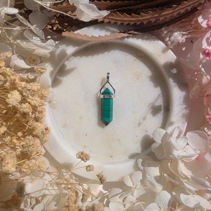 Malachite Alignment Silver Pendant