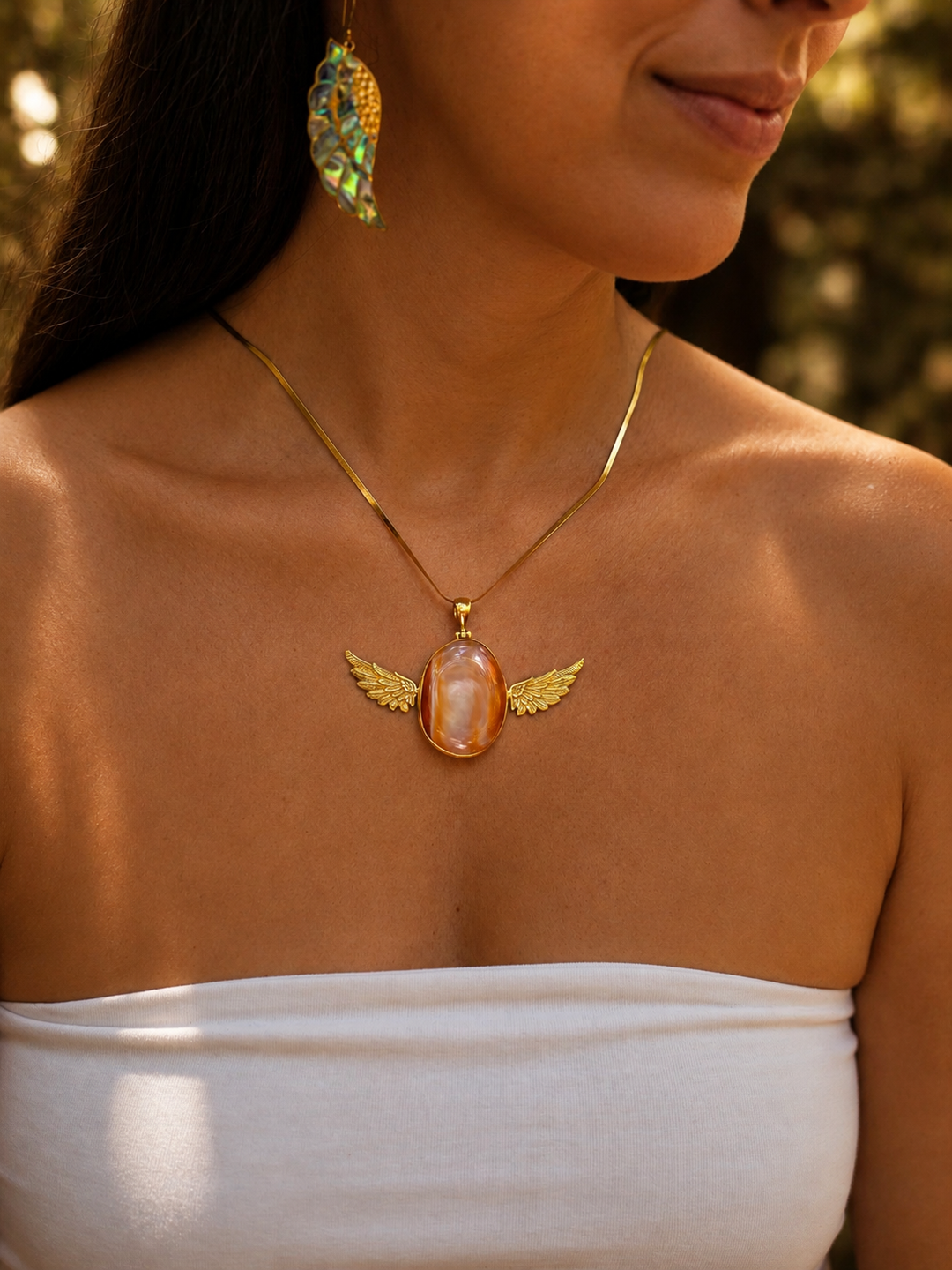 Carnelian Anahata Brass Pendant