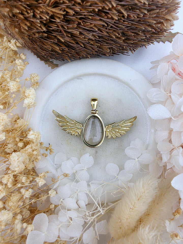 Smoky Quartz Anahata Brass Pendant