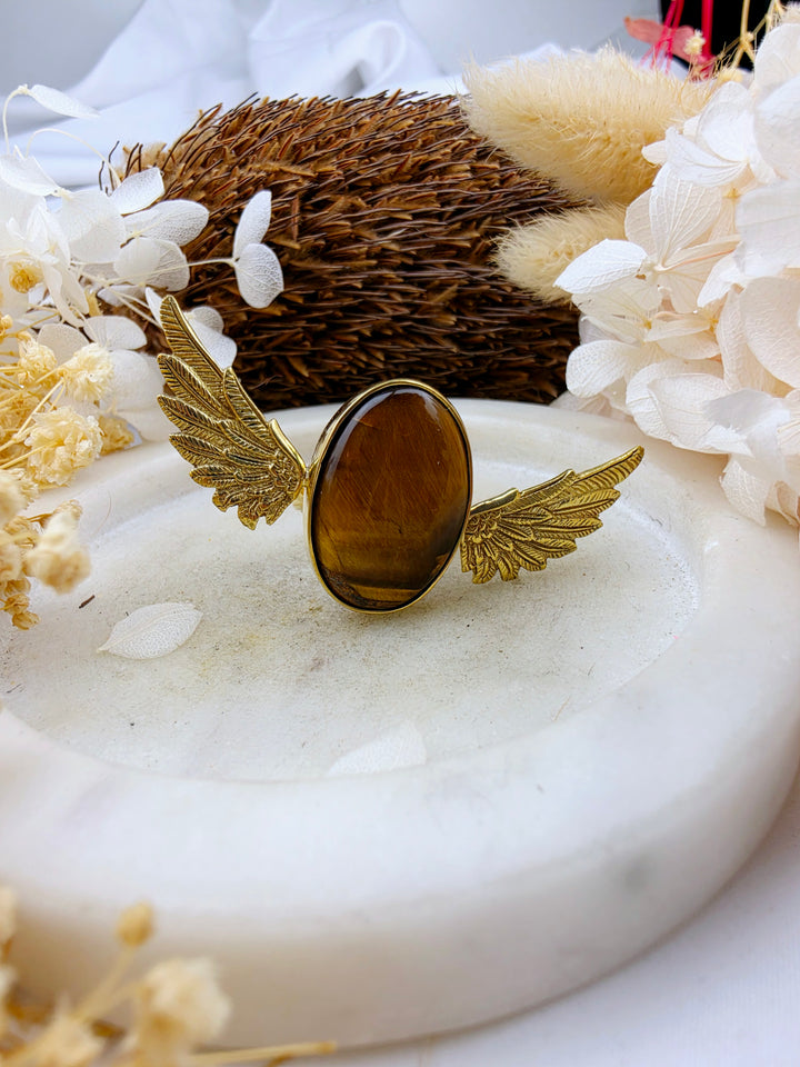 Tigers Eye Anahata Brass Ring