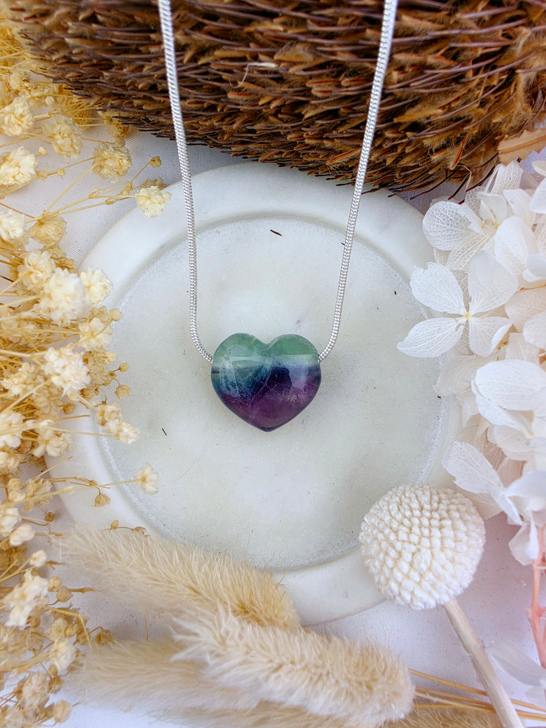 Rainbow Fluorite Heart Pendant — Dream Without Limits