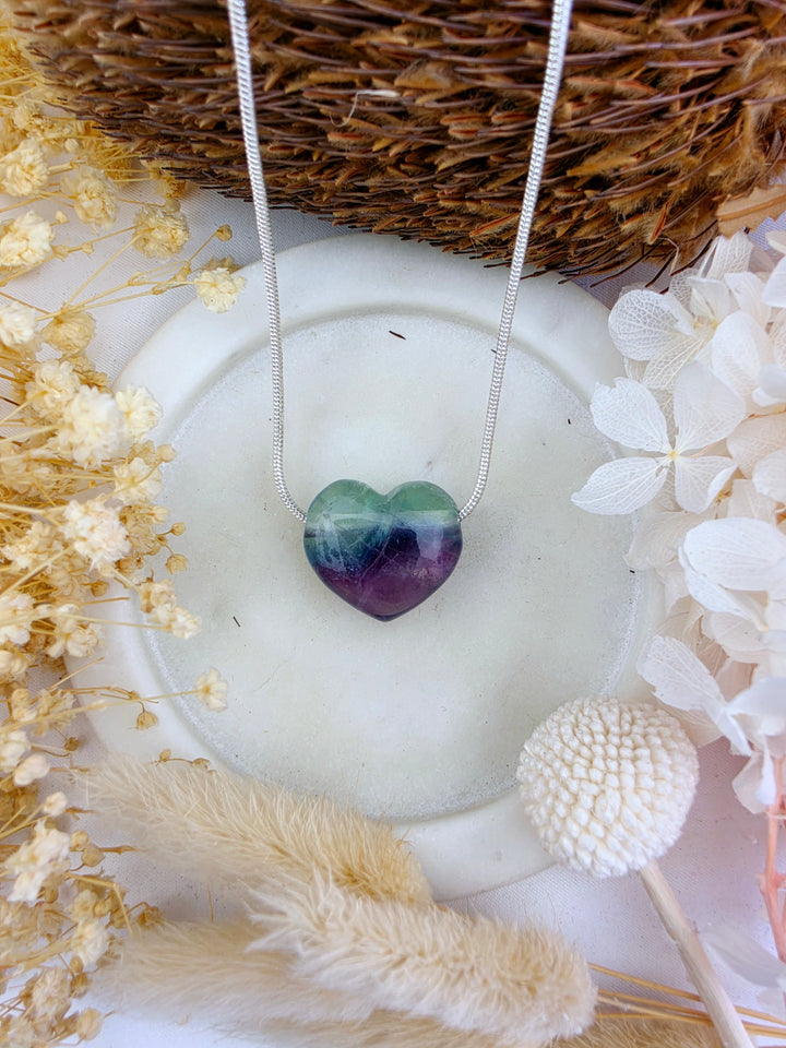 Rainbow Fluorite Heart Pendant — Dream Without Limits