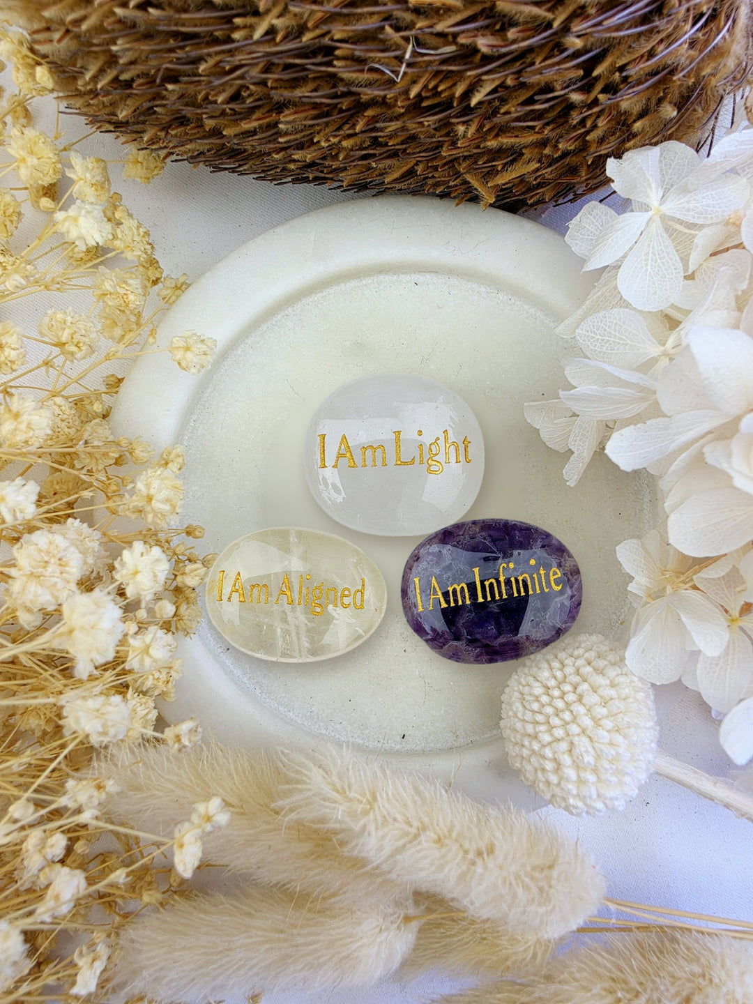 Spiritual Connection Affirmation Crystal Set — I Am Light, Aligned & Infinite