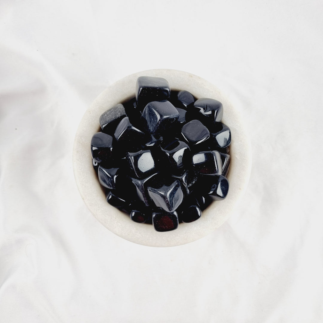 Black Obsidian Cube Tumbled Stones
