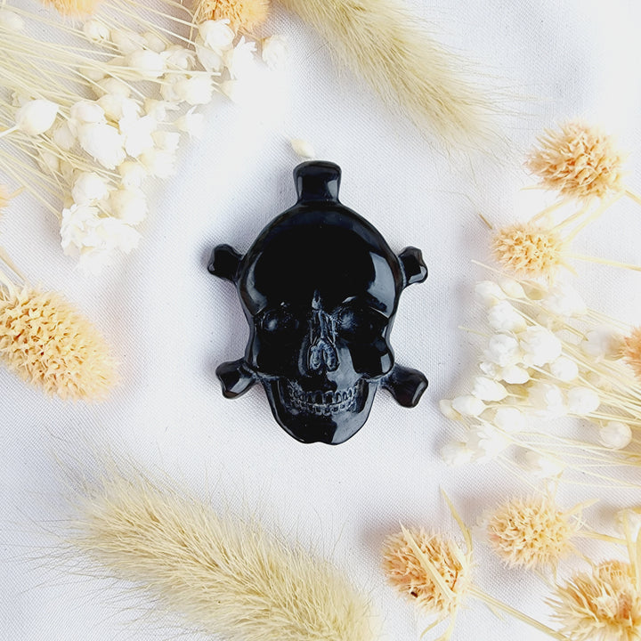 Black Obsidian Skull 'n' Bones Pendant