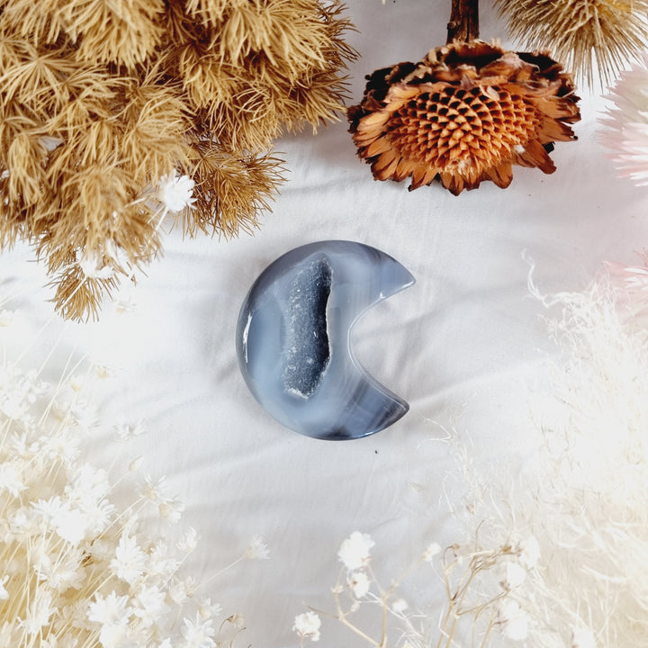 Agate Druzy Crescent Moon