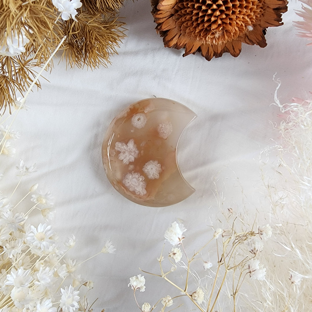 Cherry Blossom Agate Moons