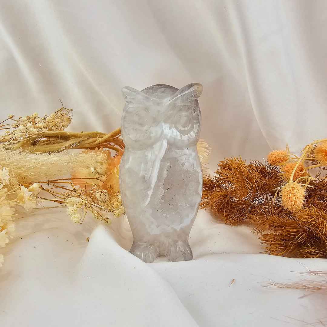 Agate Druzy Owl