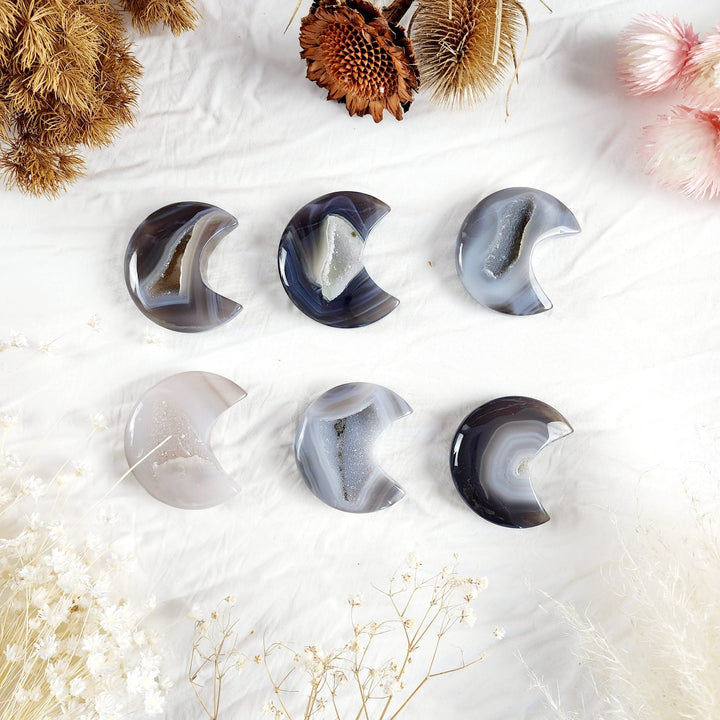 Agate Druzy Crescent Moon